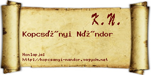 Kopcsányi Nándor névjegykártya